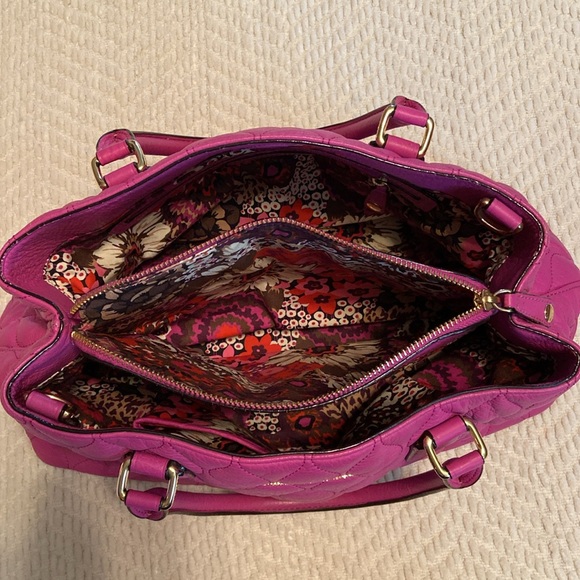 Vera Bradley Quilted Leather Emma Satchel- Fuschia - Picture 3 of 7